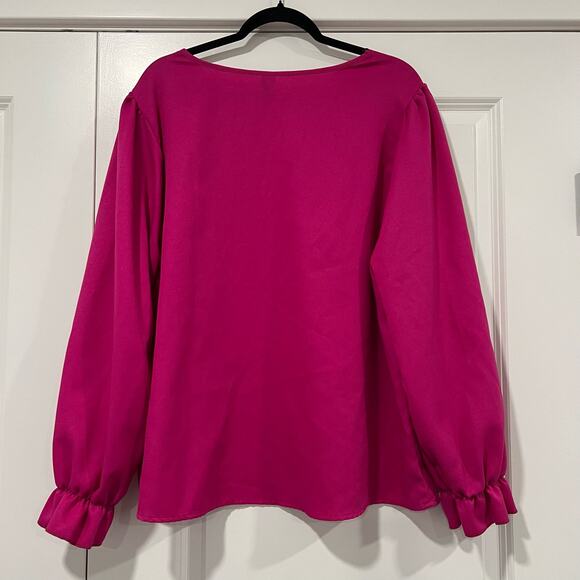 Shein Curve Women's Plus Size Bright Pink Long Sleeve Blouse Size‎ 1x - Picture 5 of 6